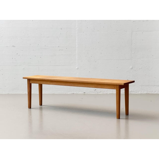 Mid-Century Modern Vintage Wooden Bench with Seat in Beech, 1970s For Sale - Image 3 of 18