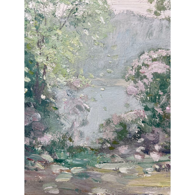 Impressionist Vintage Impressionist Garden Landscape Oil Painting Signed Wm S Robinson For Sale - Image 3 of 7