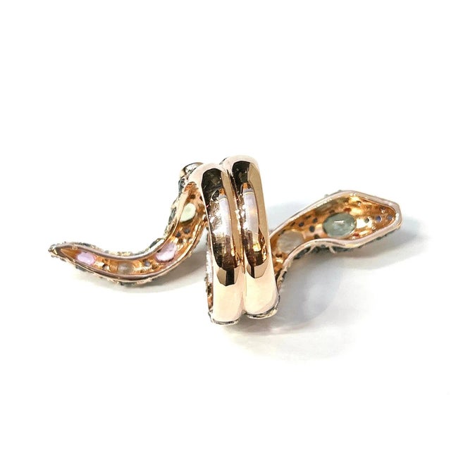 Not Yet Made - Made To Order Bochic “Orient” Ruby & Sapphires Serpent Cocktail Ring Set 18k & Silver Size 6.5 For Sale - Image 5 of 5