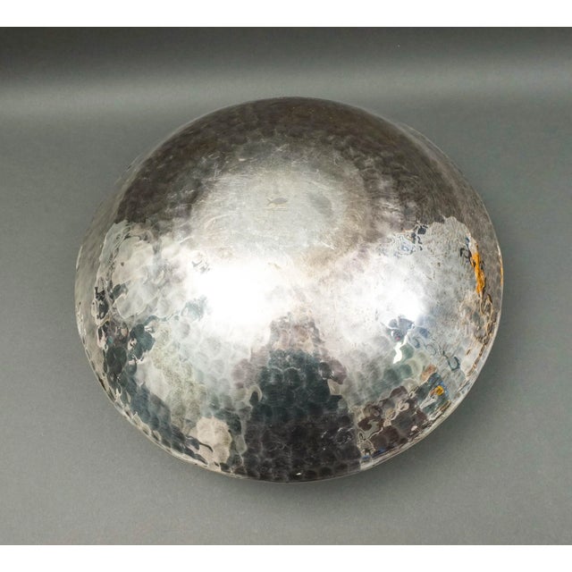 Gervasoni Blu Italy Hammered Silver Plate Metal Large Container Planter Vase For Sale - Image 9 of 10