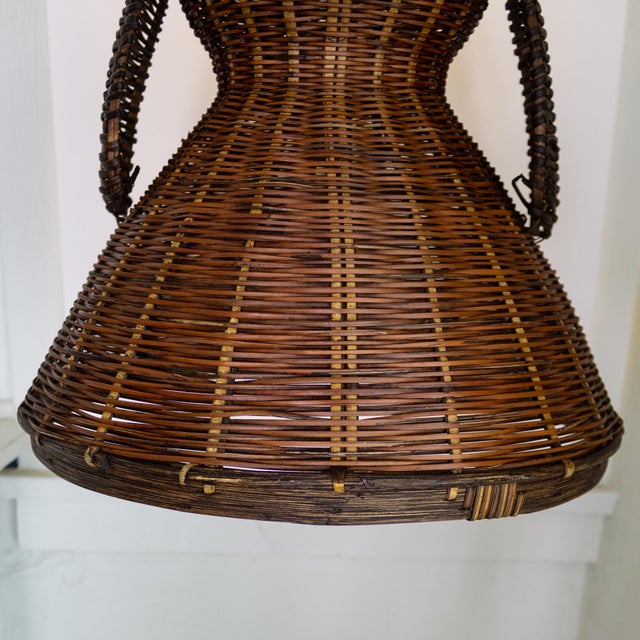 Folk Art Rattan Dog Basket Lid or Hanging Pendant Lampshade For Sale - Image 12 of 15