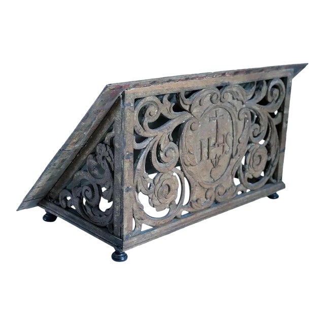 Antique English Gothic Revival Painted Oak Table-Top Bible/Book Stand For Sale