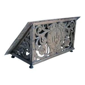 Antique English Gothic Revival Painted Oak Table-Top Bible/Book Stand
