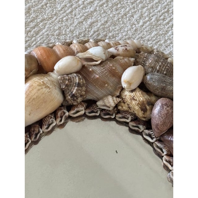 Vintage Palm Beach Style Petite Shell Encrusted Oval Shaped Table Mirror With Easel Back For Sale - Image 14 of 18