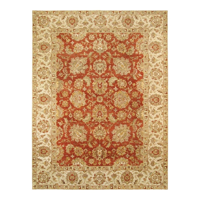 Pasargad Home Agra Coral Wool Area Rug- 9'11" X 14' 3" For Sale