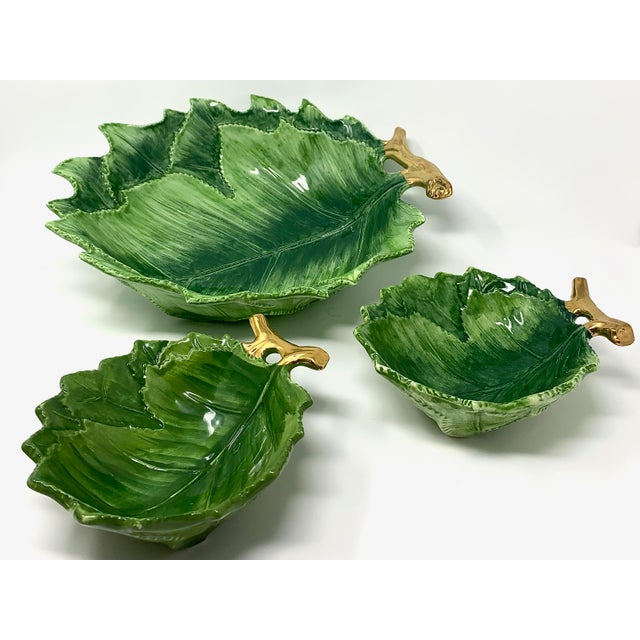 Leaf-Shaped Serving Bowl — The Mane Lion, Hand-Painted Italian Ceramic For Sale - Image 4 of 4