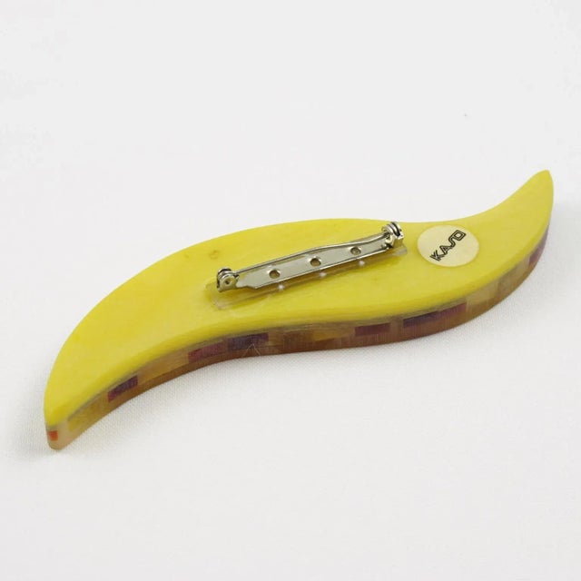 Kaso Oversized Orange and Red Geometric Lucite Pin Brooch For Sale - Image 4 of 7