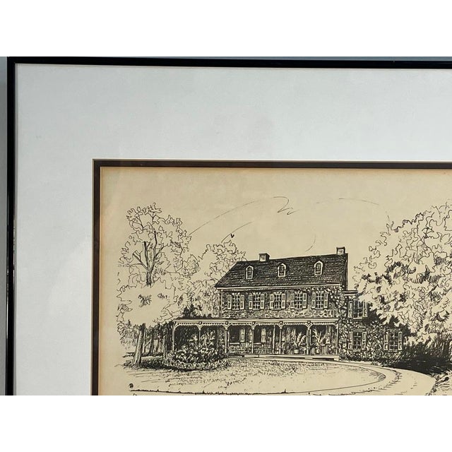 Mid 20th Century Vintage Architectural Drawing Superintendent’s House – Ink Rendering For Sale - Image 5 of 5
