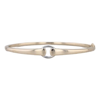 Audry Rose 2-Toned Buckle Bangle Bracelet 14k Yellow White Gold 7.5" For Sale