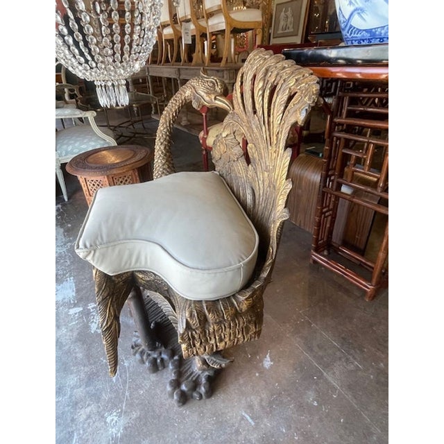 Late 20th Century Vintage Italian Carved and Giltwood Grotto Chair For Sale - Image 5 of 9