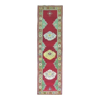 Zabihi Collection Colorful Antique Turkish Melas Runner - 3'4" x 12'2" For Sale