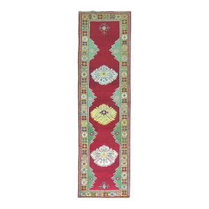 Zabihi Collection Colorful Antique Turkish Melas Runner