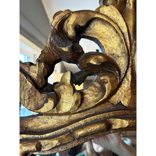 Gold Italian Antique Giltwood Mirror For Sale - Image 8 of 10