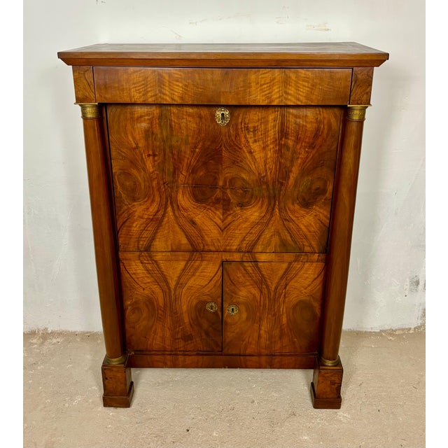 Large French Empire Walnut Secretaire Abattant, Early 20th Century For Sale - Image 16 of 18