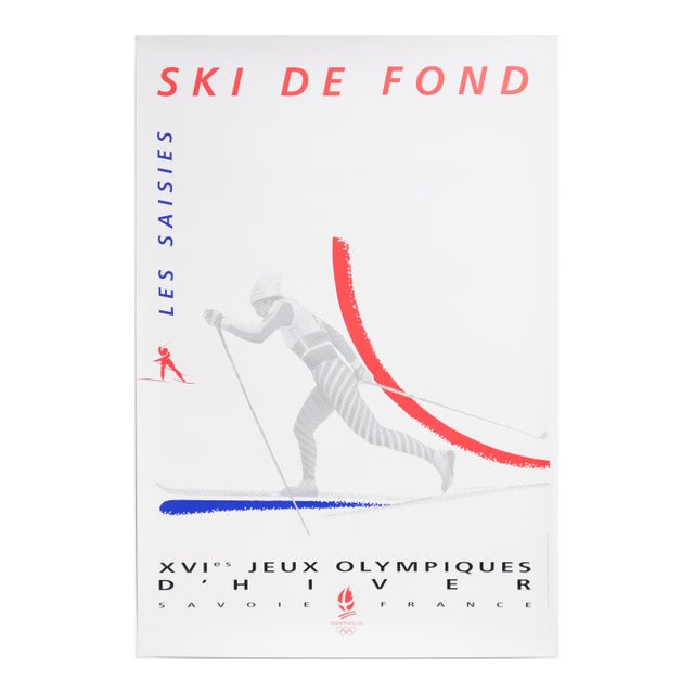 1992 Original Olympic Poster, Winter Olympic Games, Savoie (Albertville, France) Ski De Fond (Cross Country Skiing) For Sale
