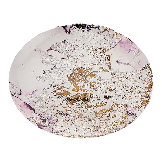 Mid Century Sascha Brastoff Surf Ballet Dinner Plate - Pink & Gold For Sale