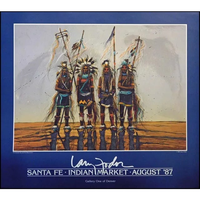 Impressionist 1980s Larry Fodor "All Dressed Up and No Place to Go" Abstract Figurative Exhibition Poster For Sale - Image 3 of 3