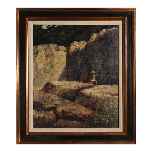 Harry Lane, Running Girl, Oil on Board For Sale