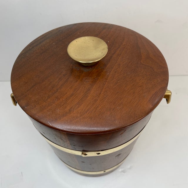 Mid-Century Modern Mid-Century Modern Vermillion Walnut Ice Bucket For Sale - Image 3 of 13