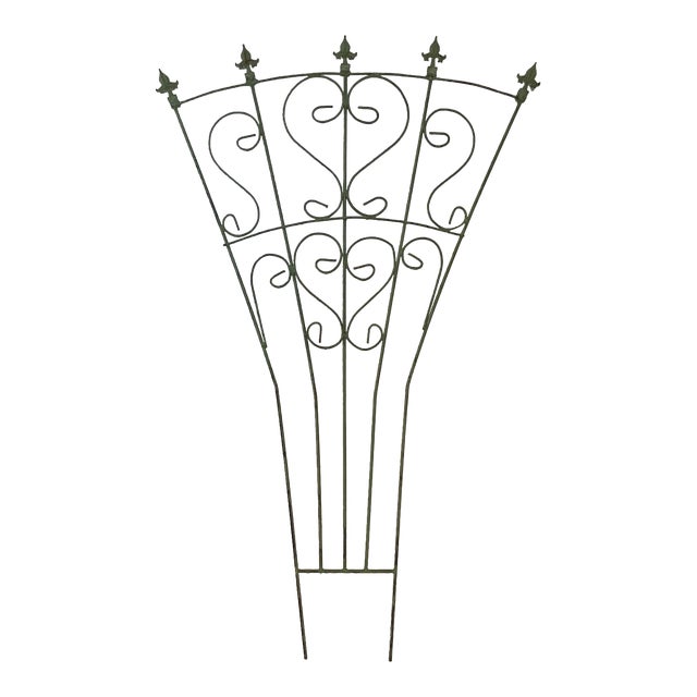 Vintage French Style Wrought Iron Garden Trellis With Fleur De Lis