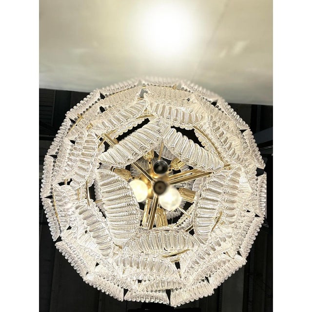 Contemporary Italian Petals Murano Glass Chandelier in Transparent Diamanté Glass by Simoeng For Sale - Image 3 of 8