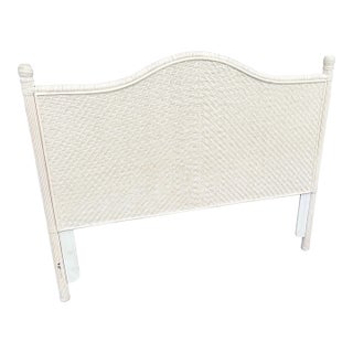 Vintage Boho Chic Wicker Queen Size Headboard For Sale