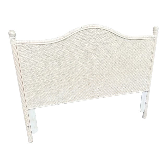 Vintage Boho Chic Wicker Queen Size Headboard For Sale