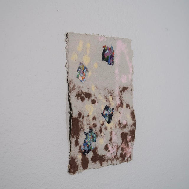 Contemporary Original Abstract Textured Fiber Base Mixed Media Painting in Soft Grey, Pink, and Earth Tones by Casey R Klein For Sale - Image 3 of 16