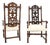 Pair of Carved Walnut Tall Backs New Upholstery Fireside Arm Side Chairs MINT! For Sale