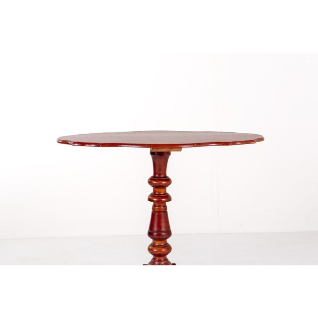 Antique Mahogany Tripod Table: Scalloped Edge Wine Table, 1890s For Sale - Image 4 of 9