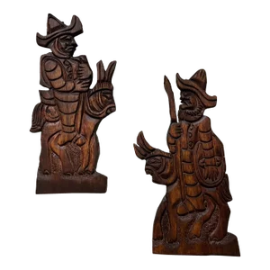 Mid Century Carved Wood Figure - Set of 2