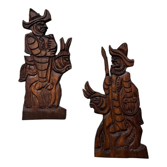 Mid Century Wood Carving Wall Art- Set of 2 For Sale