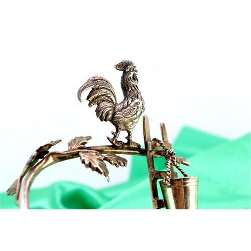 Silver Toothpick Holder with Climbing Plant and Perched Rooster For Sale - Image 6 of 8