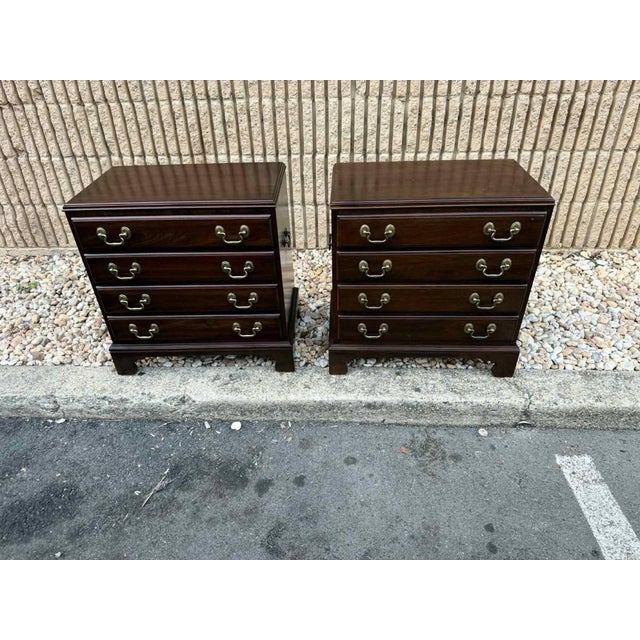 Pair of Ethan Allen Georgian Four-Drawer Bedside Chests/ Nightstands For Sale In Washington DC - Image 6 of 17
