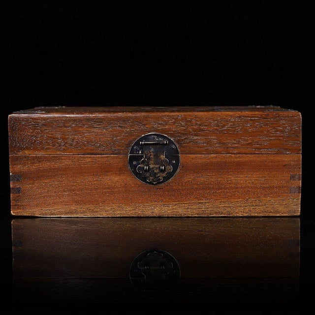 Chinese Huanghuali Style Wood Jewelry Box With Mother of Pearl Inlay – Bird & Flower Motif For Sale - Image 3 of 10