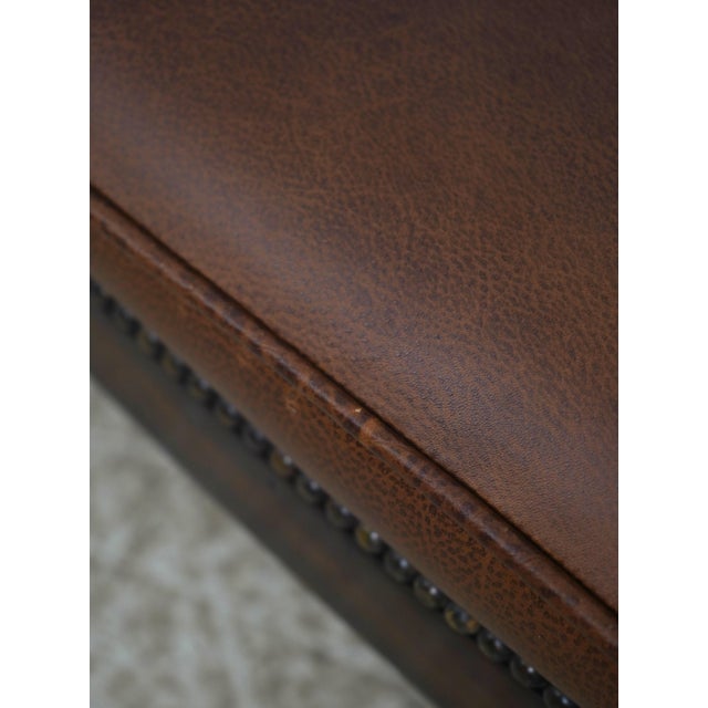 1990s Theodore Alexander Regency Style Leather Footstool Ottoman For Sale - Image 5 of 12