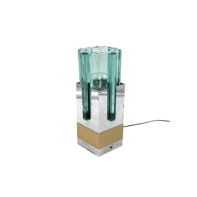 Aqua Hollywood Regency Table Lamp by Gaetano Sciolari, 1970s For Sale - Image 8 of 13