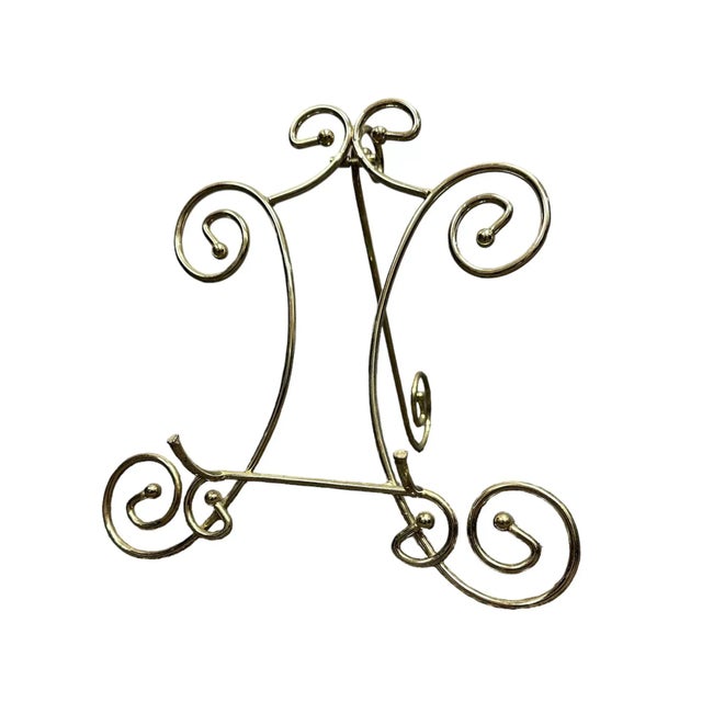 Vintage Brass Gold Metal Bamboo Picture Stand Easels- Set of 3 For Sale - Image 6 of 10