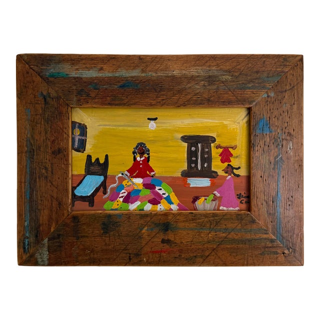Lisa Cain Folk Art Painting, Acrylic on Board, Listed Artist, Signed For Sale