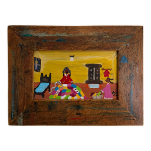 Lisa Cain Folk Art Painting, Acrylic on Board, Listed Artist, Signed