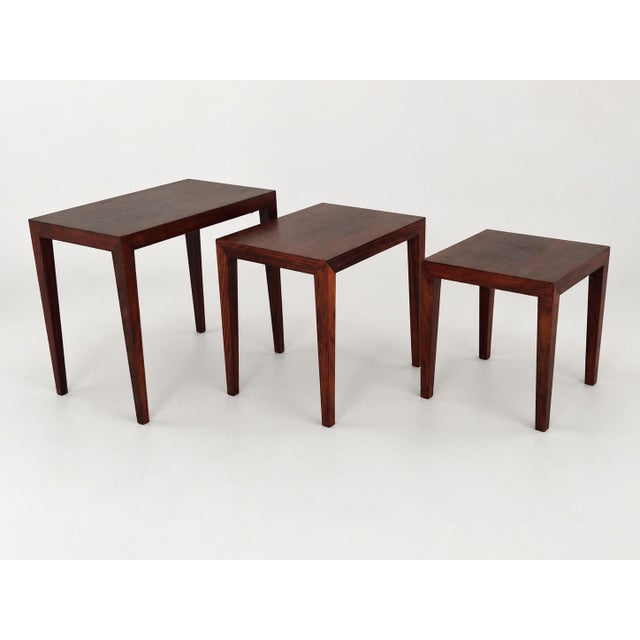 Nesting Tables in Rosewood by Severin Hansen for Haslev Møbelsnedkeri, Denmark, 1960s, Set of 3 For Sale - Image 9 of 14