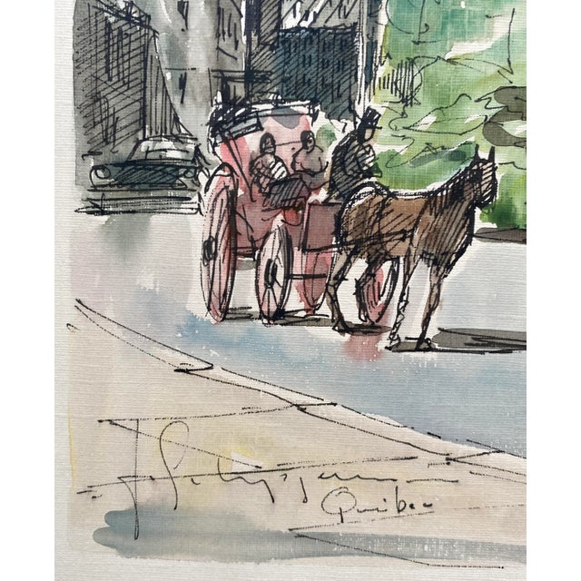 Jacques Schyrgens Place d'Armes Quebec Watercolor For Sale - Image 4 of 5