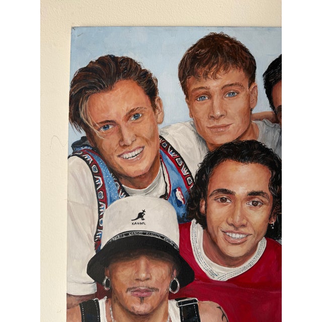 Textile S. McLain Backstreet Boys Pop Culture Acrylic on Canvas Painting For Sale - Image 7 of 11