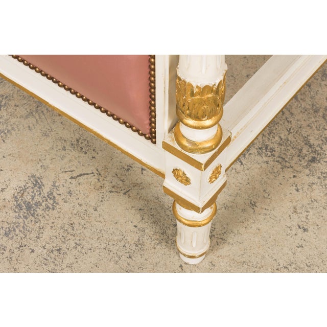 Mid-Century Louis XVI Twin Bed Frames, Pink Silk, Painted Wood, 1940 For Sale - Image 17 of 18