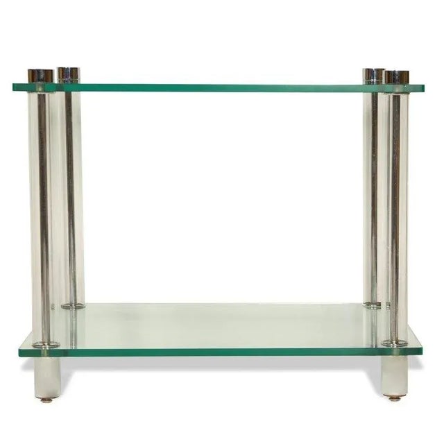 Metal Mason-Art Modern Two-Tier Chrome and Glass Side Table For Sale - Image 7 of 7