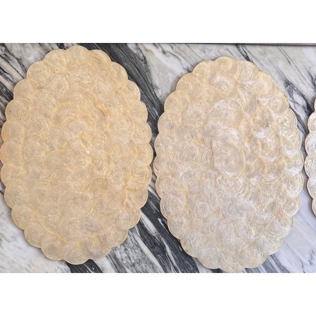 1990s Capiz Shell Oval Placemats - Set of 12 For Sale - Image 9 of 14