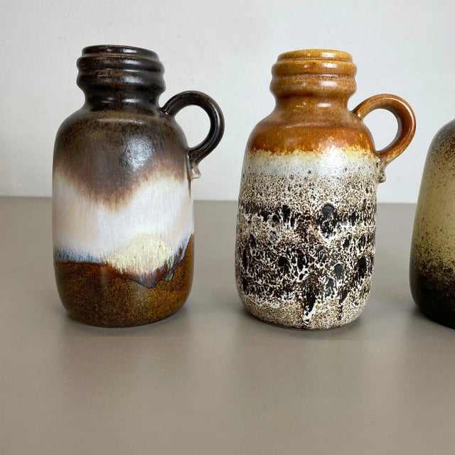 1970s Pottery Fat Lava 413-20 Vases from Scheurich, 1970s, Germany, Set of 3 For Sale - Image 5 of 18