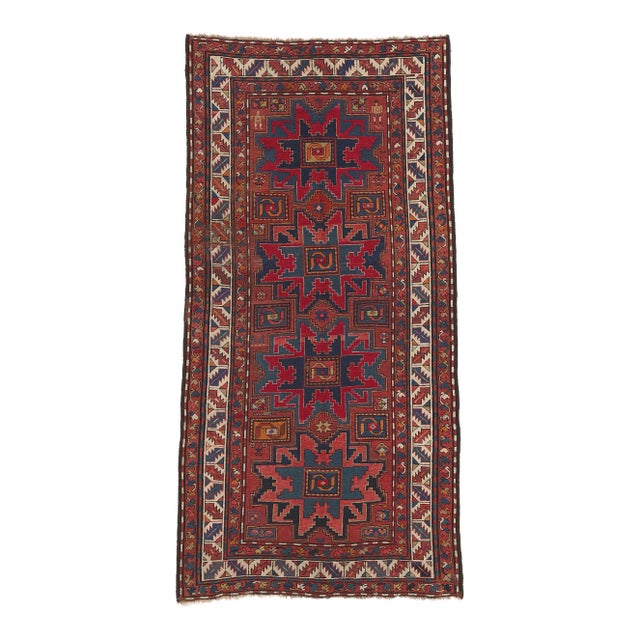 Mid 19th Century Antique Caucasian Kazak Rug 04'04 X 08'07 For Sale