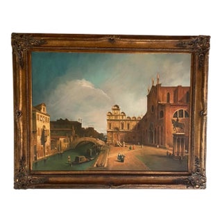 Late 20th Century Venice Scene Painting, Framed For Sale