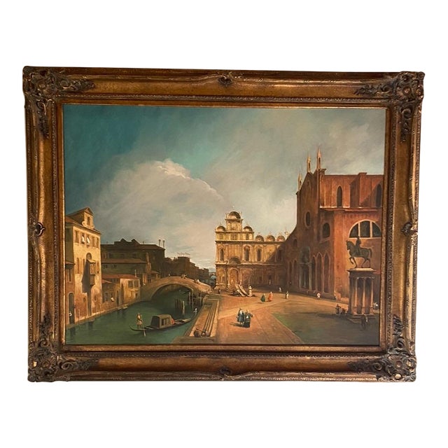 Late 20th Century Venice Scene Painting, Framed For Sale